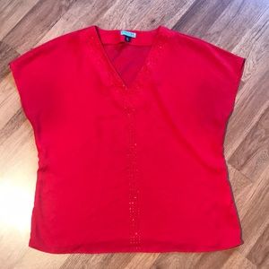 Cynthia Red Jeweled Blouse